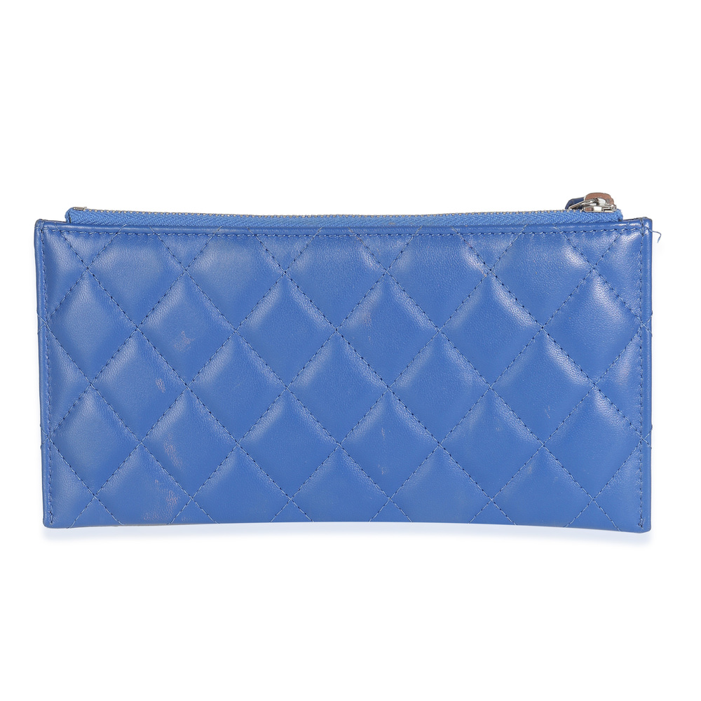 Chanel Navy Quilted Lambskin Classic Zip Pouch - Picture 2 of 8